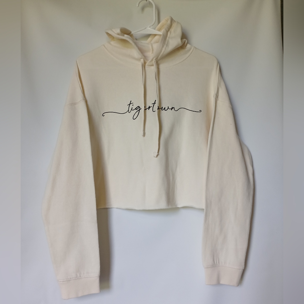 Independent Trading Company Womens Cropped Sweatshirt Hoodie Size M Color Cream